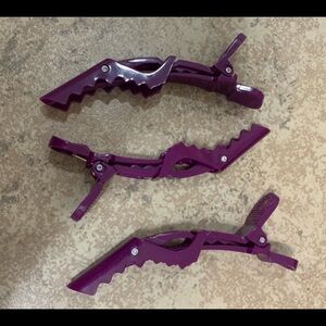 New! Purple plastic alligator hair clips for sectioning and styling hair. 3 pcs.